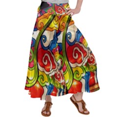 Dragon Lights Centerpiece Satin Palazzo Pants by Riverwoman