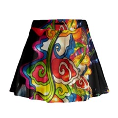 Dragon Lights Centerpiece Mini Flare Skirt by Riverwoman