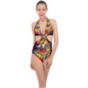 Dragon Lights Centerpiece Halter Front Plunge Swimsuit View1