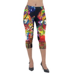 Dragon Lights Centerpiece Lightweight Velour Capri Leggings  by Riverwoman