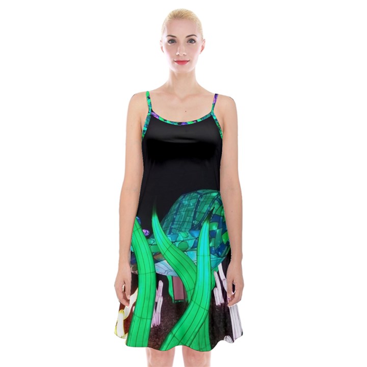 Dragon Lights Turtle Spaghetti Strap Velvet Dress