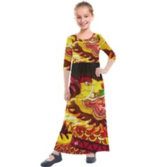 Dragon Lights Ki Rin Kids  Quarter Sleeve Maxi Dress by Riverwoman