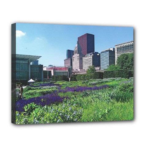 Lurie Garden Salvia River Canvas 14  X 11  (stretched) by Riverwoman