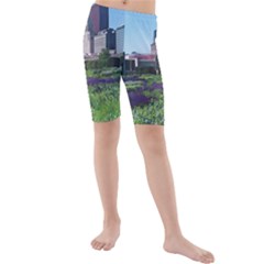 Lurie Garden Salvia River Kids  Mid Length Swim Shorts by Riverwoman