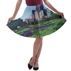 Lurie Garden Salvia River A-line Skater Skirt by Riverwoman