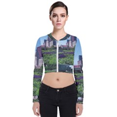 Lurie Garden Salvia River Long Sleeve Zip Up Bomber Jacket by Riverwoman