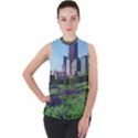 Lurie Garden Salvia River Mock Neck Chiffon Sleeveless Top View1