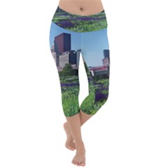 Lurie Garden Salvia River Lightweight Velour Capri Yoga Leggings by Riverwoman