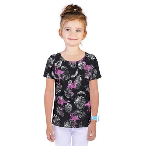 Flamingo Pattern Kids  One Piece Tee by Valentinaart