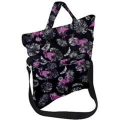 Flamingo Pattern Fold Over Handle Tote Bag by Valentinaart