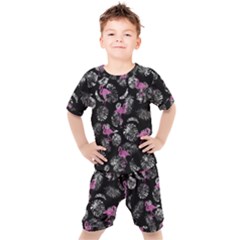 Flamingo Pattern Kids  Tee And Shorts Set by Valentinaart