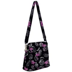 Flamingo Pattern Zipper Messenger Bag