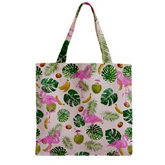 Flamingo Pattern Zipper Grocery Tote Bag by Valentinaart