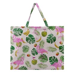 Flamingo Pattern Zipper Large Tote Bag by Valentinaart