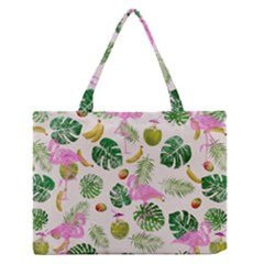 Flamingo Pattern Zipper Medium Tote Bag by Valentinaart