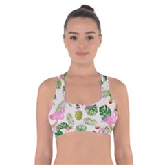 Flamingo Pattern Cross Back Sports Bra by Valentinaart