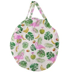 Flamingo Pattern Giant Round Zipper Tote by Valentinaart