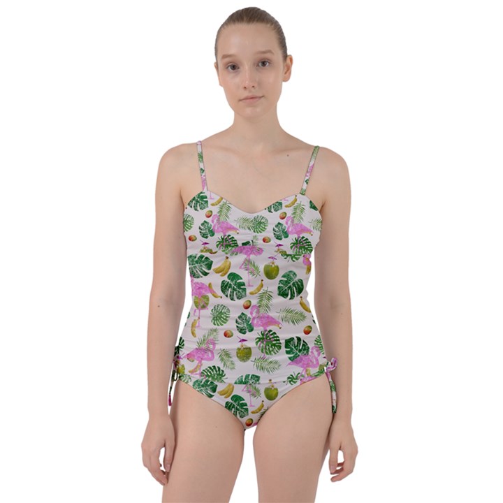 Flamingo pattern Sweetheart Tankini Set