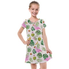 Flamingo Pattern Kids  Cross Web Dress