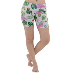 Flamingo Pattern Lightweight Velour Yoga Shorts by Valentinaart