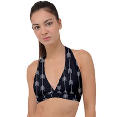 Black And White Abstract Pattern Halter Plunge Bikini Top