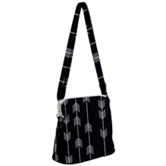 Black And White Abstract Pattern Zipper Messenger Bag