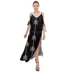 Black And White Abstract Pattern Maxi Chiffon Cover Up Dress by Valentinaart