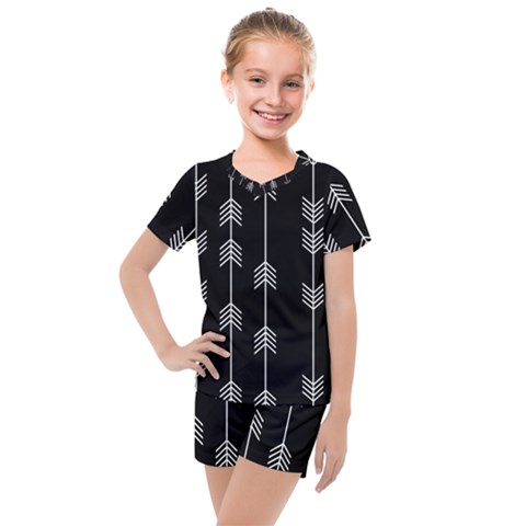 Black And White Abstract Pattern Kids  Mesh Tee And Shorts Set by Valentinaart