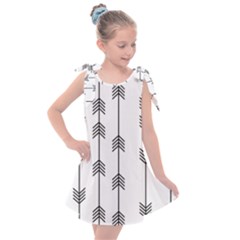 Black And White Abstract Pattern Kids  Tie Up Tunic Dress by Valentinaart