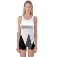 Geometric Landscape One Piece Boyleg Swimsuit by Valentinaart