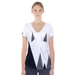 Geometric Landscape Short Sleeve Front Detail Top by Valentinaart