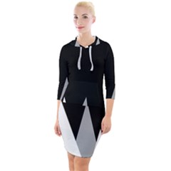 Geometric Landscape Quarter Sleeve Hood Bodycon Dress