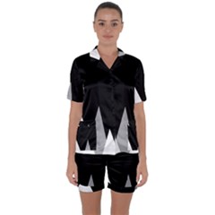 Geometric Landscape Satin Short Sleeve Pyjamas Set by Valentinaart