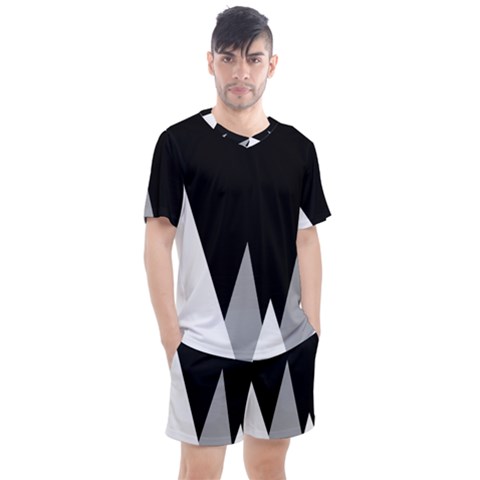 Geometric Landscape Men s Mesh Tee And Shorts Set by Valentinaart