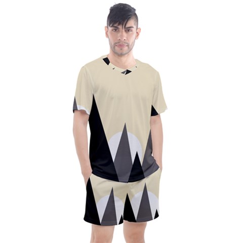 Geometric Landscape Men s Mesh Tee And Shorts Set by Valentinaart