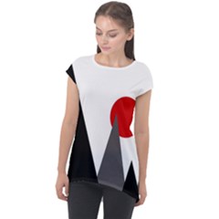 Geometric Landscape Cap Sleeve High Low Top by Valentinaart