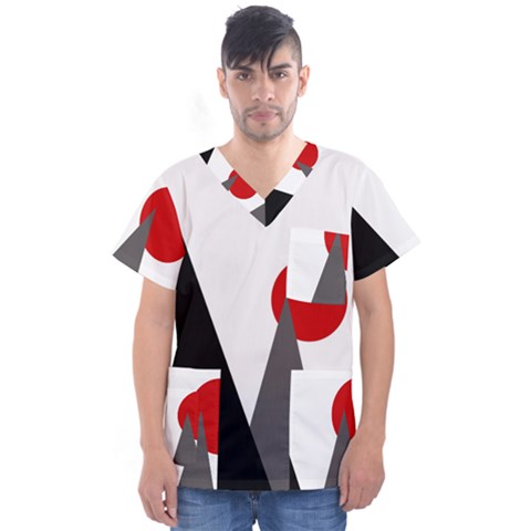 Geometric Landscape Men s V-neck Scrub Top by Valentinaart