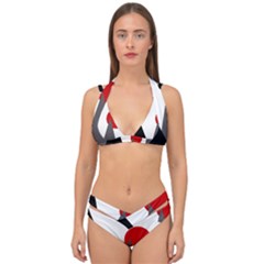 Geometric Landscape Double Strap Halter Bikini Set by Valentinaart