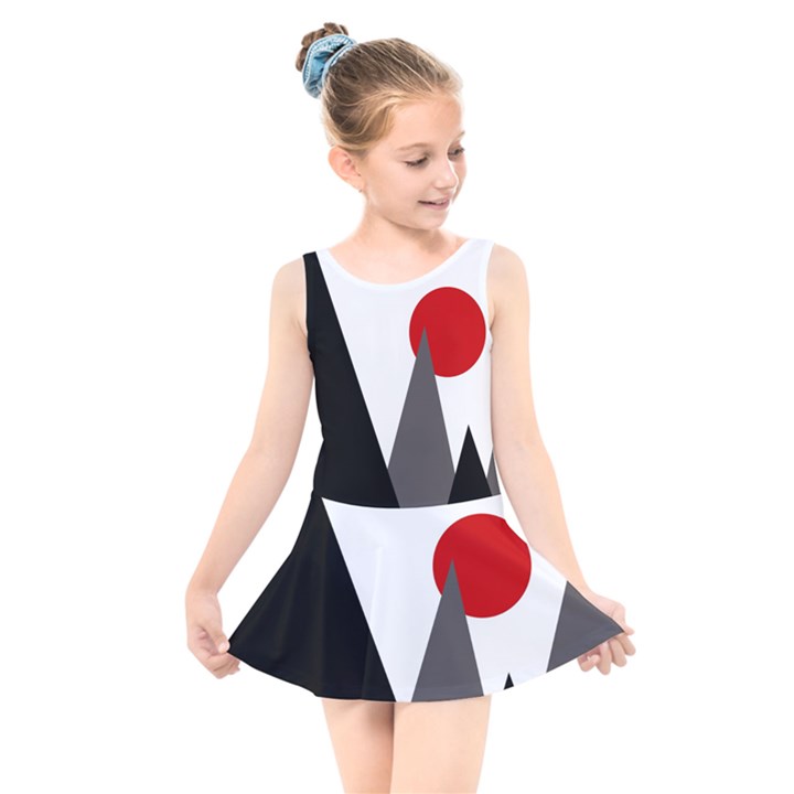 Geometric landscape Kids  Skater Dress Swimsuit