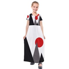 Geometric Landscape Kids  Short Sleeve Maxi Dress by Valentinaart