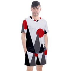 Geometric Landscape Men s Mesh Tee And Shorts Set