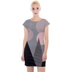 Geometric Landscape Cap Sleeve Bodycon Dress