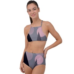 Geometric Landscape High Waist Tankini Set