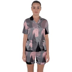 Geometric Landscape Satin Short Sleeve Pyjamas Set by Valentinaart