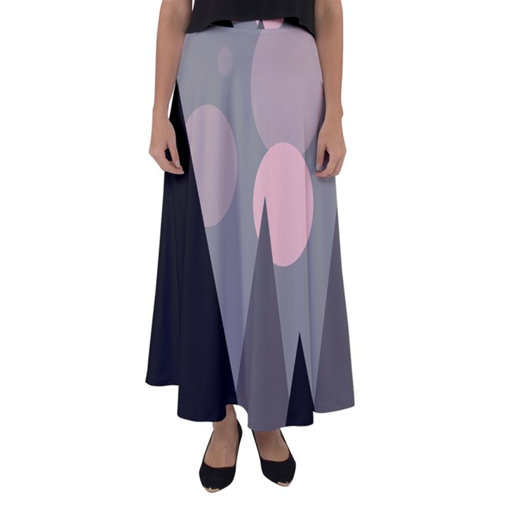 Geometric landscape Flared Maxi Skirt