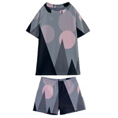 Geometric Landscape Kids  Swim Tee And Shorts Set by Valentinaart