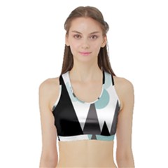 Geometric landscape Sports Bra with Border