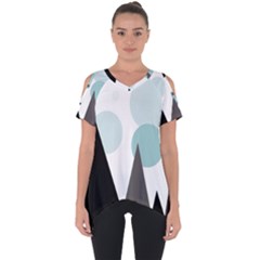 Geometric landscape Cut Out Side Drop Tee