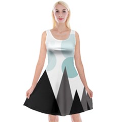 Geometric landscape Reversible Velvet Sleeveless Dress