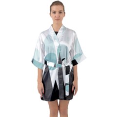 Geometric landscape Quarter Sleeve Kimono Robe